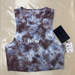 Rawgear Pump Print RAW Tie-Dye Crop Top Tank - Brown and Blue NWT Women's Large